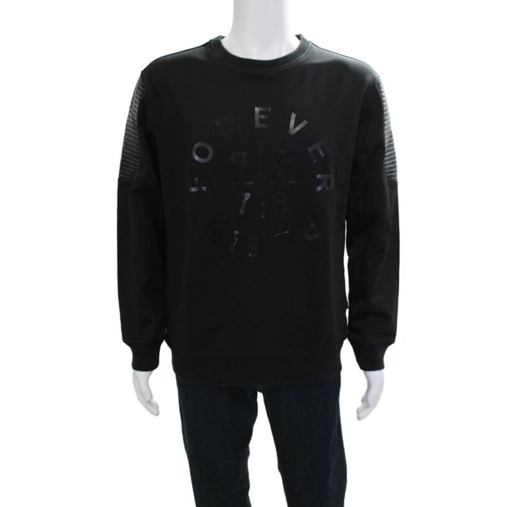 Phillip Plein Mens Pullover Sweatshirt Black 100% Cotton Graphic Size XL